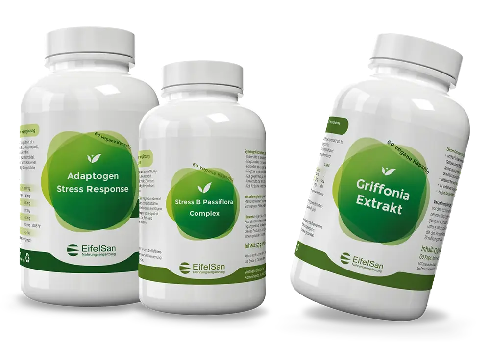 Die Atempause 3er Set Die Atempause 3er Set von EifelSan – Vitalstoff-Bundle mit Stress B-Complex, Adaptogenen und Griffonia