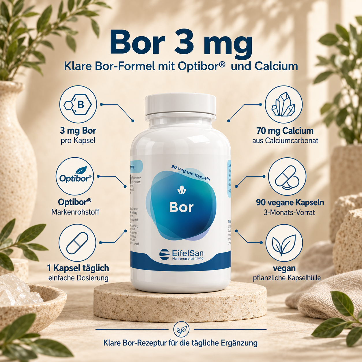 Bor 3 mg - 90 vegane Kapseln Optibor® Bor 3 mg - 90 vegane Kapseln Optibor®